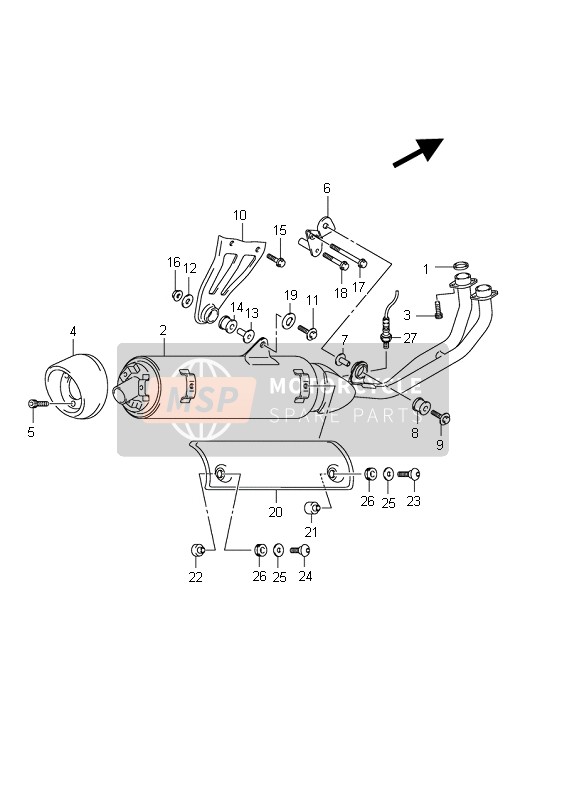 Suzuki AN650A BURGMAN EXECUTIVE 2011 Muffler (AN650A E2) for a 2011 Suzuki AN650A BURGMAN EXECUTIVE